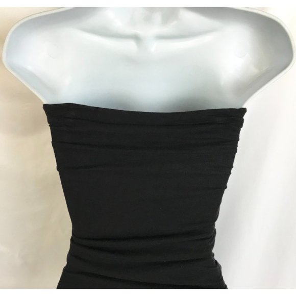 Anthropologie Velvet Sheath Little Black Dress Strapless - Picture 9 of 10